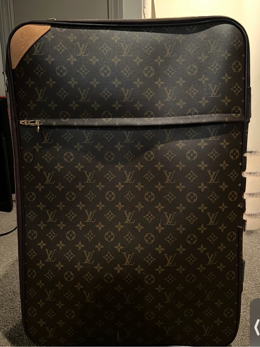 Louis Vuitton Monogram Rolling Suitcase in Monogram Brown with Tan Accents